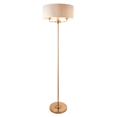 Loops Elegant 1600mm Vintage Brass Floor Lamp With Natural Linen Shade - image 1
