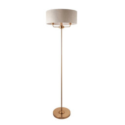 Loops Elegant 1600mm Vintage Brass Floor Lamp With Natural Linen Shade - thumbnail 5