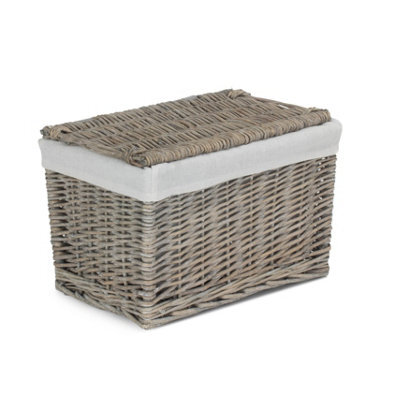 Red Hamper Eh157 Wicker 36Cm Grey Wash Finish Storage Hamper Basket - image 1