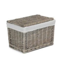 Red Hamper Eh157 Wicker 36Cm Grey Wash Finish Storage Hamper Basket - thumbnail 1