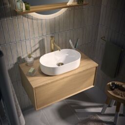 GoodHome Avela Matt Oak Effect Wall-Mounted Bathroom Vanity Unit (H) 317mm (W) 800mm - thumbnail 4