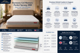 "Rest Relax 5Ft King Orthopaedic Gel Memory Foam Pocket Sprung Mattress, Visco Therapy Harmony 2000, Cooling Comfort, 24Cm / 10"" Deep" - thumbnail 2