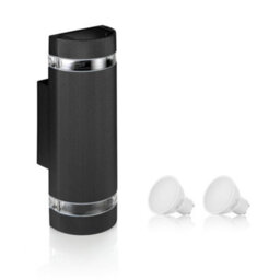 Auraglow  Large Outdoor Double Up & Down Wall Light - Elton - Anthracite - Warm White - thumbnail 5