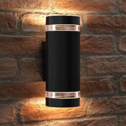 Auraglow  Large Outdoor Double Up & Down Wall Light - Elton - Anthracite - Warm White - thumbnail 3