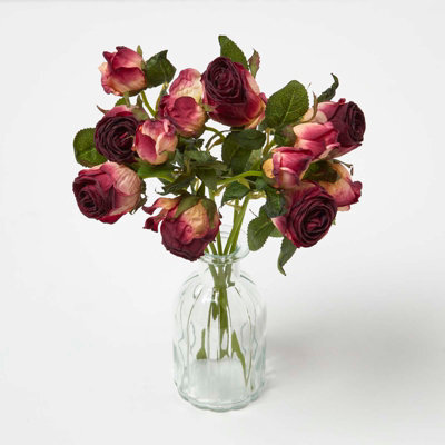Homescapes Artificial Burgundy Handcrafted Bouquet Of Dried Roses, 37 Cm - image 1
