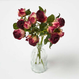 Homescapes Artificial Burgundy Handcrafted Bouquet Of Dried Roses, 37 Cm - thumbnail 1
