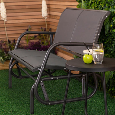 Charles Bentley Steel 2 Seater Rocking Bench - Grey - image 1