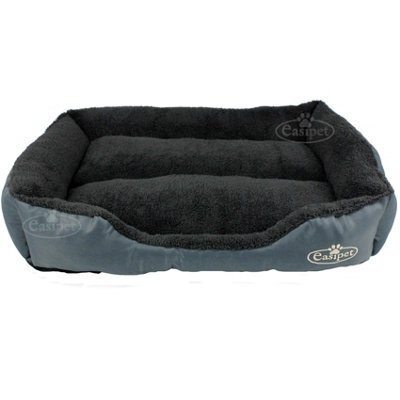 Actiaspet Large Grey Dog Bed Washable Soft Faux Fur Fleece Cushion Pet Basket - image 1