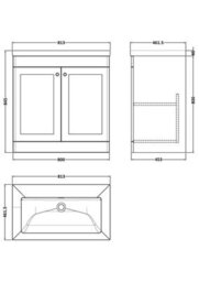 Balterley Swynnerton Traditional 2 Door Floor Standing Vanity Unit With Fireclay Basin, Dark Grey, 800mm - thumbnail 2