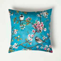 Homescapes Luxury Outdoor Cushions 2 Set, Waterproof Filled Cushion, Soft-Touch, Blue Floral Birds, For Garden, Indoors, 45X45 Cm - thumbnail 4