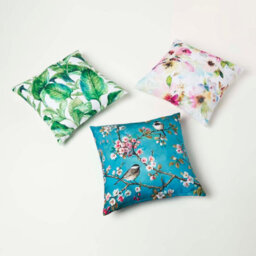 Homescapes Luxury Outdoor Cushions 2 Set, Waterproof Filled Cushion, Soft-Touch, Blue Floral Birds, For Garden, Indoors, 45X45 Cm - thumbnail 7