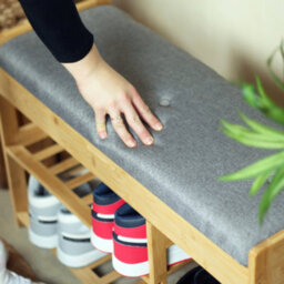 Froppi™ 80Cm Shoe Bench, Wooden Shoe Rack With Padded Seat And Hidden Storage L80 W29.5 H49 Cm - thumbnail 5