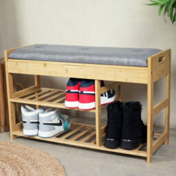 Froppi™ 80Cm Shoe Bench, Wooden Shoe Rack With Padded Seat And Hidden Storage L80 W29.5 H49 Cm - thumbnail 7