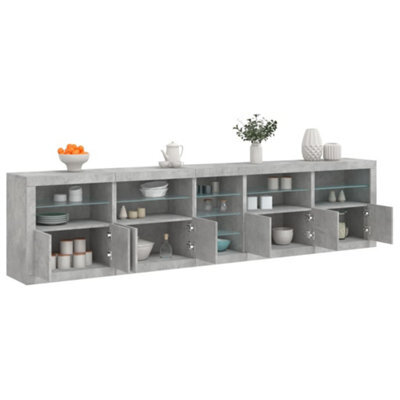 Berkfield Sideboard With Led Lights Concrete Grey 283X37X67 Cm - image 1