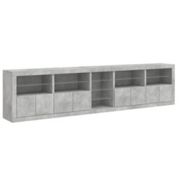 Berkfield Sideboard With Led Lights Concrete Grey 283X37X67 Cm - thumbnail 6