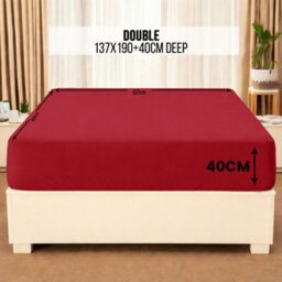 Aspire Homeware Red Fitted Sheet 40 Cm Extra Deep Pocket Hypoallergenic Bed Sheet Microfiber (L)190Cm X (W)137Cm, Double - thumbnail 7
