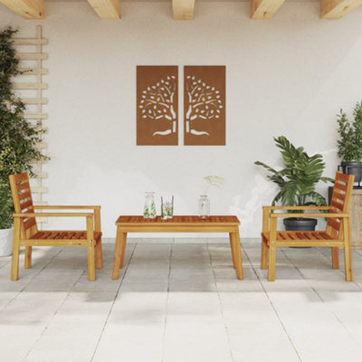 Walplus 3 Piece Garden Lounge Set Solid Wood - Cushion Not Includedacacia - image 1