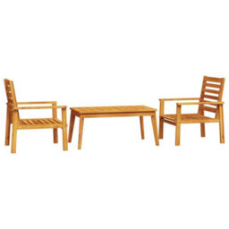 Walplus 3 Piece Garden Lounge Set Solid Wood - Cushion Not Includedacacia - thumbnail 2