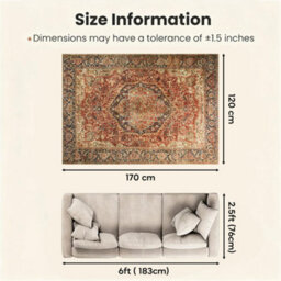 Bedlooms Majestic Cashmere Rug 120X170Cm, Modern Area Rug, Anti Slip, Stain Resistant, Bed & Dining Room Rug - thumbnail 7