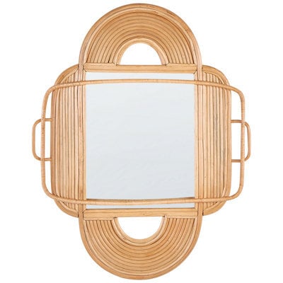Beliani Wall Mirror Alcorn 70 Cm 90 Cm Rattan Natural - image 1