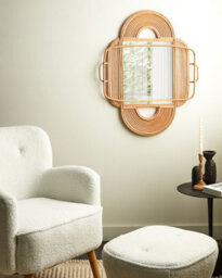 Beliani Wall Mirror Alcorn 70 Cm 90 Cm Rattan Natural - thumbnail 2