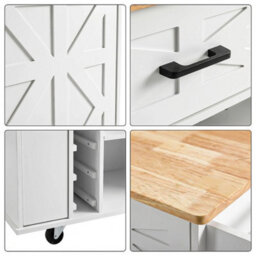 Kitchen Island With Side Storage Rack Mobile Kitchen Trolley Cart - thumbnail 5