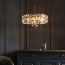 Loops Multi Arm Hanging Ceiling Pendant Light - Bright Nickel Plate & Clear Crystal Glass - 5 X 6W Led E14 - thumbnail 4