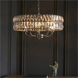 Loops Multi Arm Hanging Ceiling Pendant Light - Bright Nickel Plate & Clear Crystal Glass - 5 X 6W Led E14 - thumbnail 3