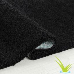 STALWART 120Cm Round Black Shaggy Rug - 5Cm Thick Pile Soft Touch Modern Circular Rug - Washable Area Rug - thumbnail 3