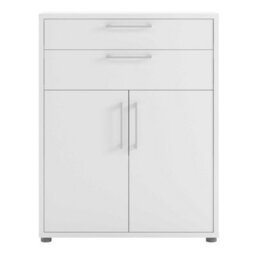 Wyld Haus Dris White Wooden Bookcase 1 Shelf 2 Drawers 2 Doors - thumbnail 4