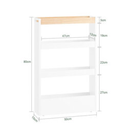 Sobuy Nsr12-W, 4 Tiers Serving Trolley, Slide Out Storage Rack Shelf On Wheels,w50Xd14.5Xh80 - thumbnail 3