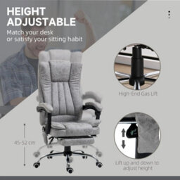 Vibrating Massage Office Chair W/ Microfibre Upholstery Arms Grey - thumbnail 3