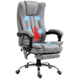 Vibrating Massage Office Chair W/ Microfibre Upholstery Arms Grey - thumbnail 6