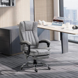 Vibrating Massage Office Chair W/ Microfibre Upholstery Arms Grey - thumbnail 5