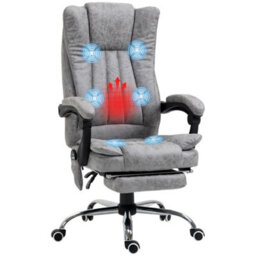 Vibrating Massage Office Chair W/ Microfibre Upholstery Arms Grey - thumbnail 4