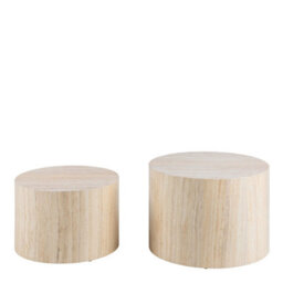 Wyld Haus Munkebo Set Of 2 Light Travertine-Effect Round Coffee Tables, Natural - thumbnail 3