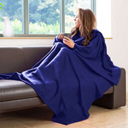 Snug Rug Cosy Sleeved Fleece Blanket With Sleeves And A Handy Pouch Pocket - Navy Blue - thumbnail 2