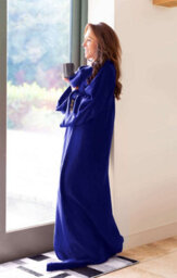 Snug Rug Cosy Sleeved Fleece Blanket With Sleeves And A Handy Pouch Pocket - Navy Blue - thumbnail 4