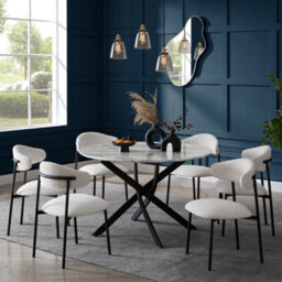 Home Detail Morag 120Cm Round Marble Effect Dining Table Black Legs - thumbnail 6