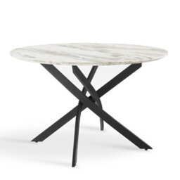 Home Detail Morag 120Cm Round Marble Effect Dining Table Black Legs - thumbnail 2