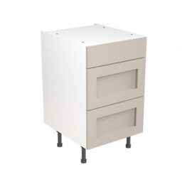 Kitchen Kit 3 Drawer Base Unit 500mm W/ Shaker Cabinet Door - Ultra Matt Light Grey - thumbnail 1