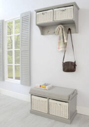 Statement Furniture Tetbury Hallway Storage Shelf With Two Wicker Baskets - Dove Grey - thumbnail 5
