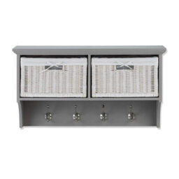 Statement Furniture Tetbury Hallway Storage Shelf With Two Wicker Baskets - Dove Grey
