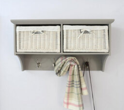 Statement Furniture Tetbury Hallway Storage Shelf With Two Wicker Baskets - Dove Grey - thumbnail 3