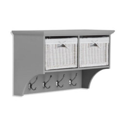 Statement Furniture Tetbury Hallway Storage Shelf With Two Wicker Baskets - Dove Grey - thumbnail 2
