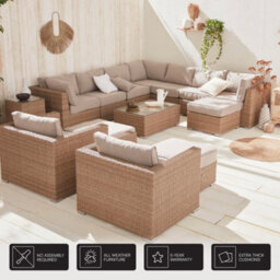 Sweeek - 12-14-Seater Premium Polyrattan Garden Sofa Set Tripoli Beige 303.5X82X67 Cm - thumbnail 1