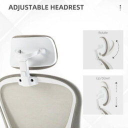 Grey Mesh Office Chair With Headrest, Lumbar Support - thumbnail 5