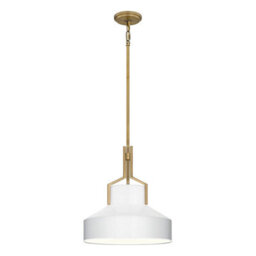 Luminosa Lighting Elstead Quoizel Brecken Dome Pendant Ceiling Light Classic Aged Brass And Cased Opal Glass Shade 2X E27 - thumbnail 1