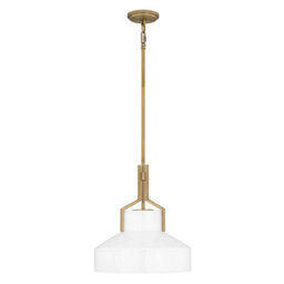 Luminosa Lighting Elstead Quoizel Brecken Dome Pendant Ceiling Light Classic Aged Brass And Cased Opal Glass Shade 2X E27 - thumbnail 5