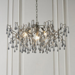 Luminosa Lighting Luminosa Rimini 4 Light Ceiling Pendant Aged Silver Paint & Smokey Grey Tinted Glass - thumbnail 2